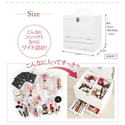 三面鏡付き カラフル木製メイクボックス 送料無料