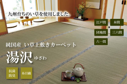 純国産 い草 上敷き カーペット 糸引織 『湯沢』 江戸間2畳(約176×176cm） 送料無料