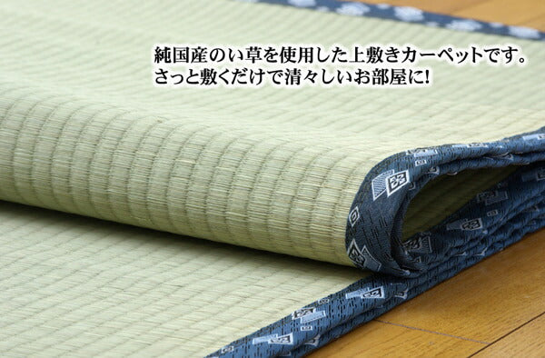 純国産 い草 上敷き カーペット 糸引織 『岩木』 江戸間4.5畳(約261×261cm） 送料無料