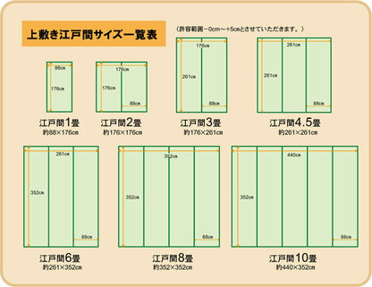純国産 い草 上敷き カーペット 糸引織 『柿田川』 江戸間6畳(約261×352cm） 送料無料