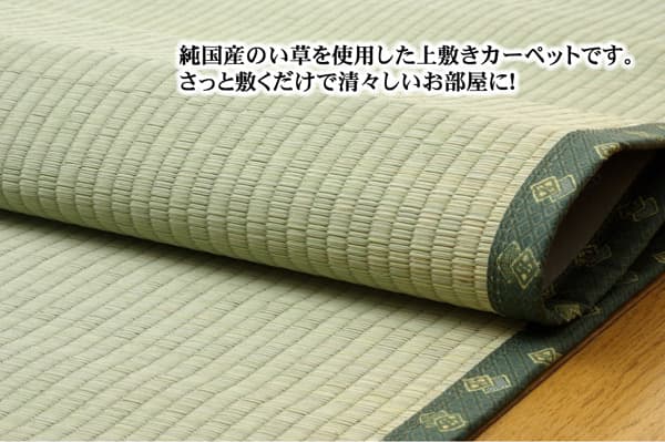 フリーカット い草 上敷き カーペット 『F竹』 江戸間6畳(約261×352cm）(裏:ウレタン張り） 送料無料