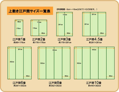 フリーカット い草 上敷き カーペット 『F竹』 江戸間6畳(約261×352cm）(裏:ウレタン張り） 送料無料