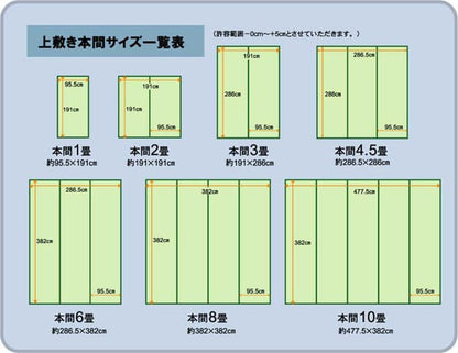 フリーカット い草 上敷き カーペット 『F竹』 本間6畳(約286×382cm）(裏:ウレタン張り） 送料無料