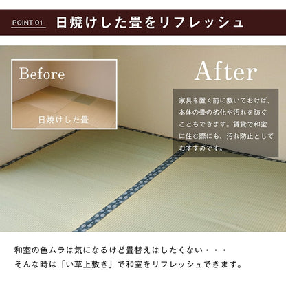 純国産 い草 上敷き はっ水 カーペット 双目織 三六間8畳(約364×364cm） 送料無料