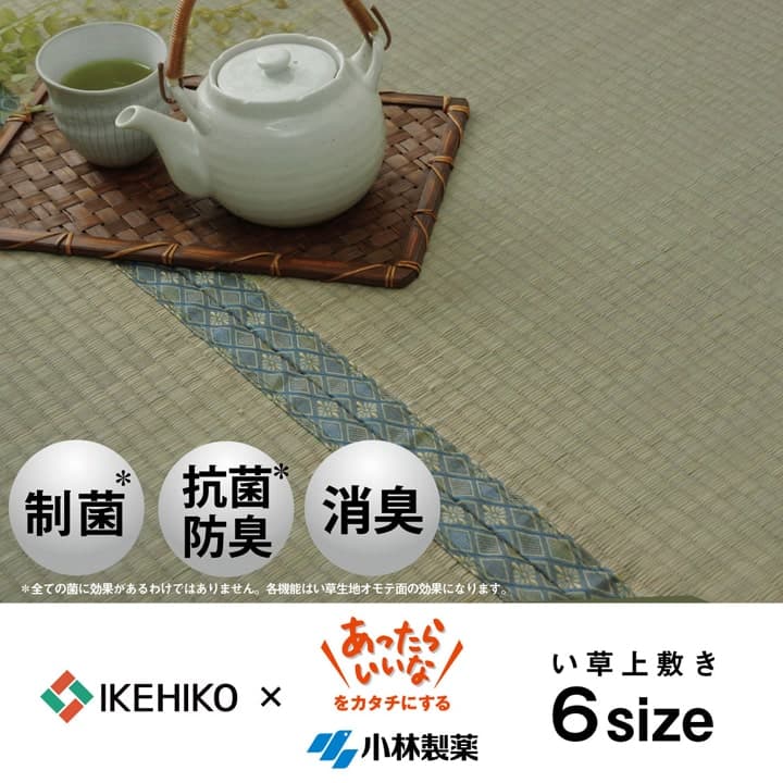 い草 上敷き カーペット 制菌 抗菌防臭 消臭 小林製薬KOBA-GUARD  江戸間2畳(約176×176cm） 送料無料