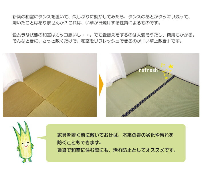 い草 上敷き い草上敷 はっ水 カーペット 無地 『撥水 湖水』 江戸間4.5畳(約261×261cm） 送料無料
