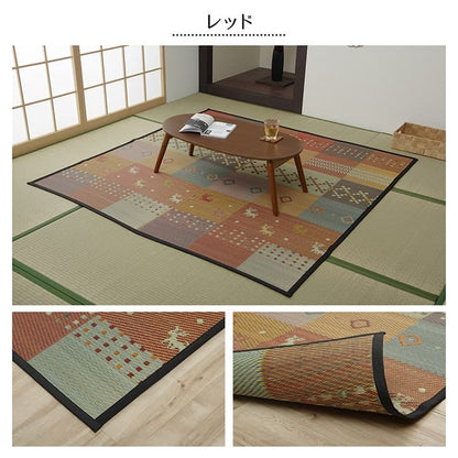 い草ラグ 花ござ カーペット ラグ 2畳 ギャッベ(ギャベ)柄 抗菌防臭 消臭 江戸間2畳 (約174×174cm） 送料無料