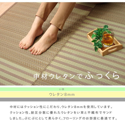 い草ラグ カーペット ラグ 6畳 はっ水 『撥水ラスター』 約240×320cm (中:ウレタン8mm） 送料無料