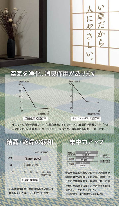 い草ラグ 花ござ カーペット ラグ 6畳 格子柄 市松柄 『ピーア』 江戸間6畳 (約261×352cm） 送料無料