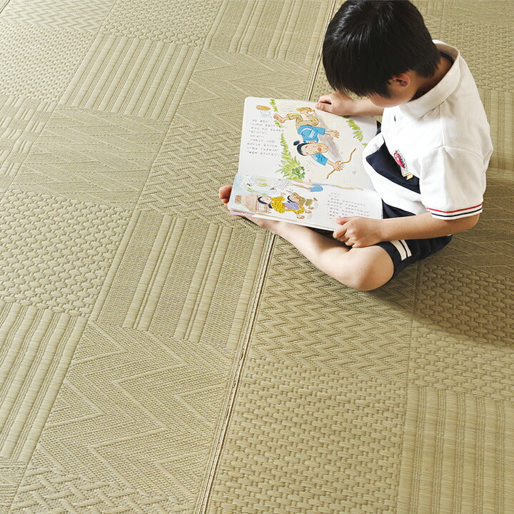 上敷き い草カーペット 市松模様 和室  約174×261cm 江戸間3畳 送料無料