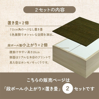 【新商品】畳 ユニット 置き畳 小上がり 和室 和モダン 段ボール 畳ベッド 畳ベンチ 2組セット エコ 軽量 簡単 70×70×29.5cm 送料無料