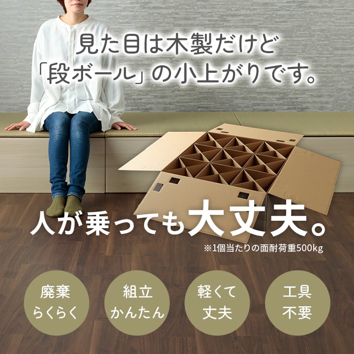 【新商品】畳 ユニット 置き畳 小上がり 和室 和モダン 段ボール 畳ベッド 畳ベンチ 2組セット エコ 軽量 簡単 70×70×29.5cm 送料無料