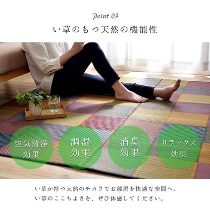 ラグ 純国産 国産 日本製 い草 抗菌防臭 自然素材 モダン 『DXカラフルブロック』 約140×200cm 送料無料 - 【公式】allecore(アレコレ) 家具インテリア・生活雑貨のオンライン通販