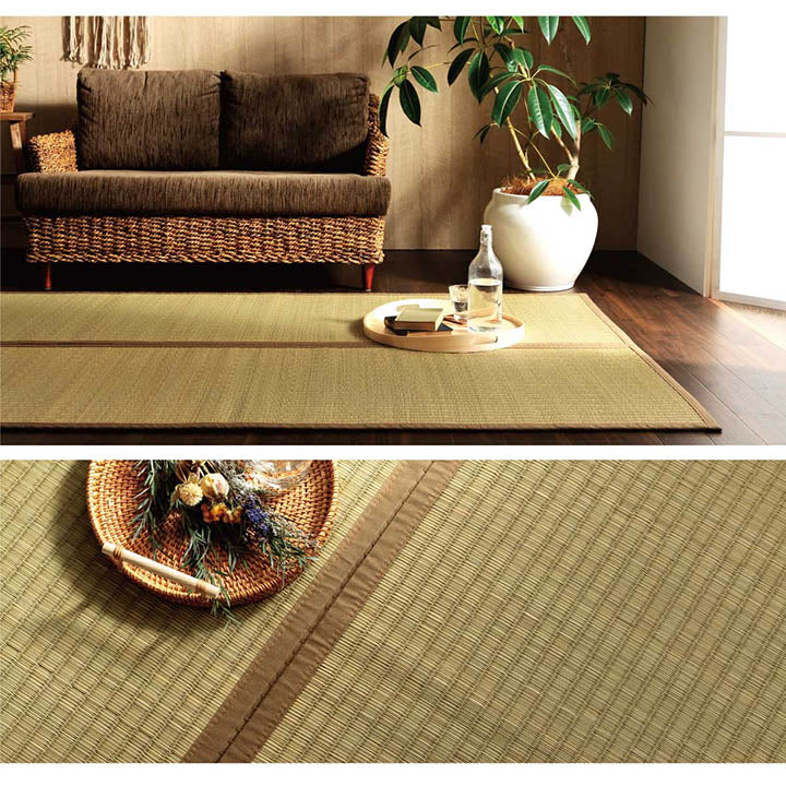 日本製 国産 純国産 沖縄ビーグ ラグ い草 約130×200cm (裏:不織布） 送料無料