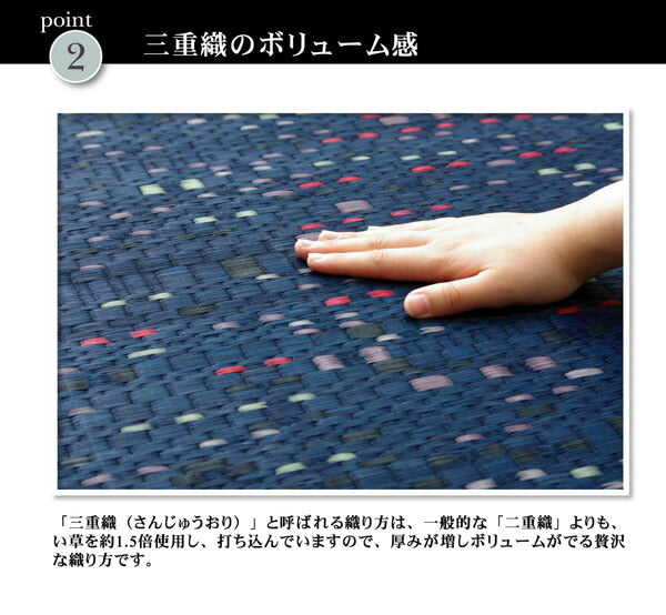 純国産 柳川段通 三重織 い草ラグカーペット 『柳川かすり』 約191×250cm 送料無料