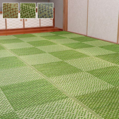 ラグ 国産 純国産 日本製 小林製薬 持続性抗菌剤 KOBA-GUARD 制菌 抗菌防臭  夏 い草 市松 モダン 滑り止め 不織布 約191×191cm 送料無料