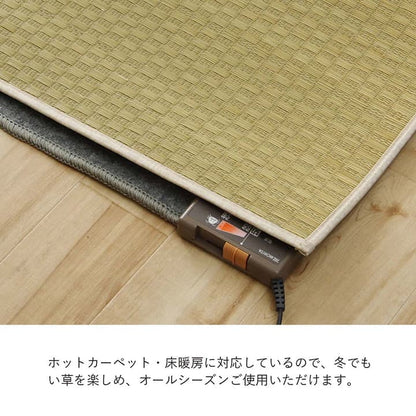 ラグ 正方形 い草 日本製 国産 自然素材 ナチュラル 市松柄 オールシーズン 消臭 シンプル 約2畳 約191×191cm ホットカーペット対応 床暖房対応 送料無料