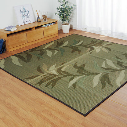 い草ラグ 消臭 カーペット 長方形 リーフ 約191×300cm (裏:不織布) 滑りにくい加工 送料無料