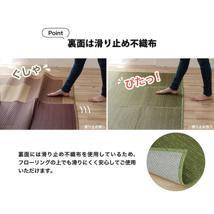 ラグ 小林製薬 持続性抗菌剤 KOBA-GUARD 制菌 抗菌防臭  滑り止め 不織布 夏 い草 グラデーション 約190×190cm 送料無料