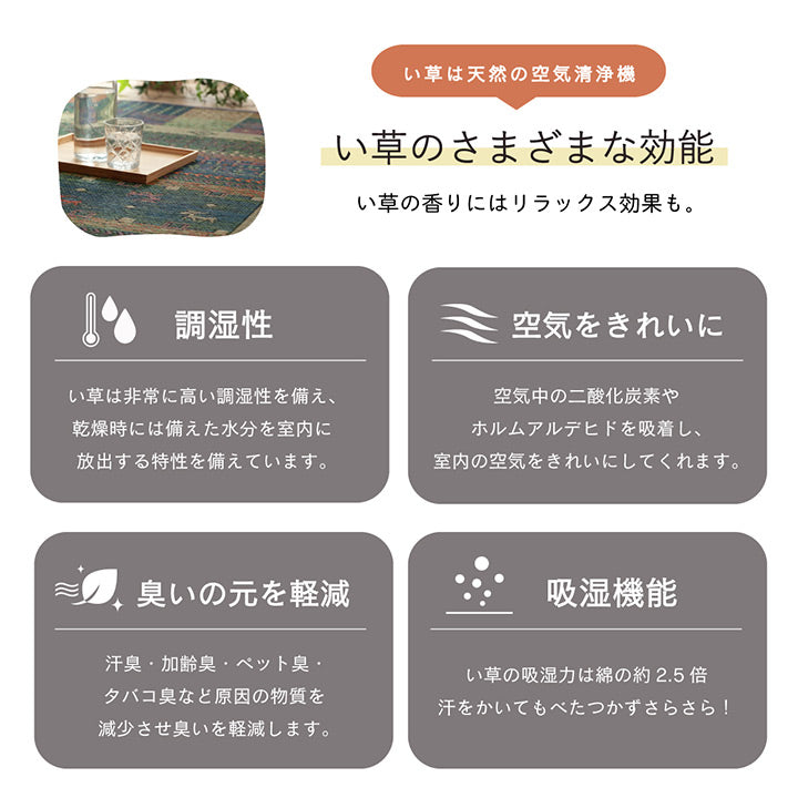 ラグ い草 ギャベ 自然素材 抗菌防臭 滑り止め不織布 約191×250cm 送料無料