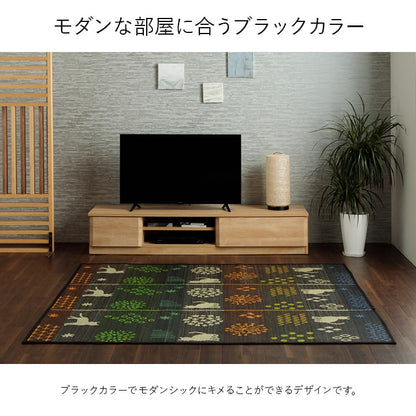 い草ラグ 猫柄　花柄　猫　インテリア　節電　夏用　涼しい　おしゃれ　おすすめ 湿度調節 消臭効果 お手入れ簡単 約180×180cm 送料無料 - 【公式】allecore(アレコレ) 家具インテリア・生活雑貨のオンライン通販