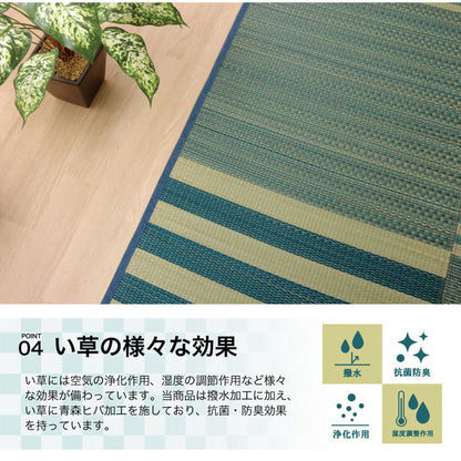 ラグ い草 撥水 滑り止め 不織布 格子柄 シンプル カジュアル 抗菌防臭 約190×300cm 送料無料