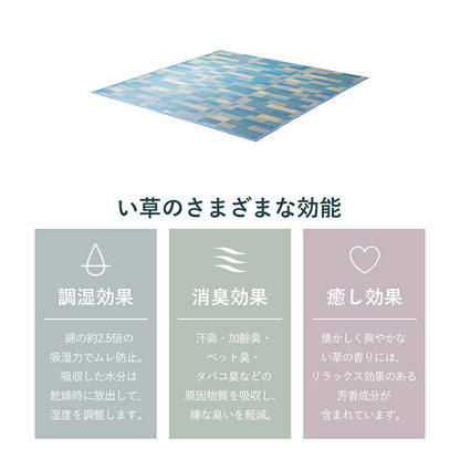 い草 畳 自然素材 カーペット ラグ インテリア 夏用 節電 無地 涼しい  ブロック調柄 約180×180cm 送料無料