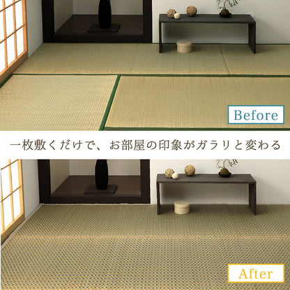 上敷き ゴザ 敷詰 カーペット い草 自然素材 日本製 国産 消臭 抗菌防臭 麻の葉 レトロ 和 江戸間2畳 約174×174cm 送料無料