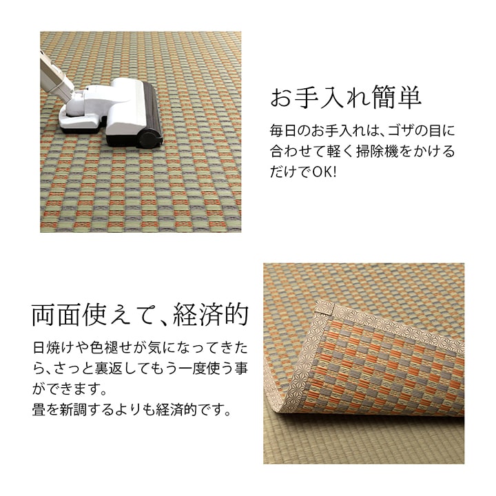 上敷き ゴザ 敷詰 カーペット い草 自然素材 日本製 国産 消臭 抗菌防臭 麻の葉 レトロ 和 江戸間8畳 約348×352cm 送料無料