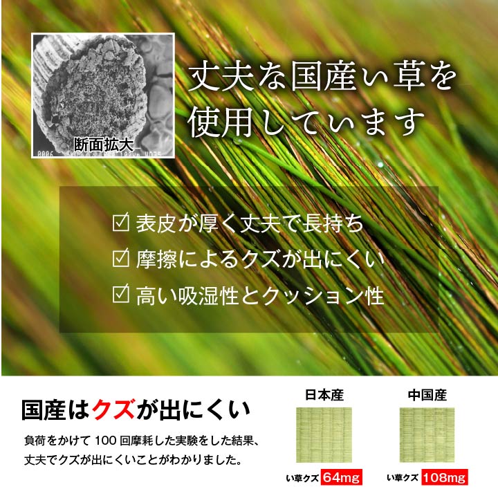 純国産 い草 上敷き カーペット 格子柄 江戸間2畳(約174×174cm） 送料無料