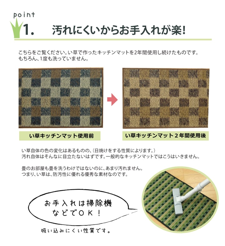 キッチンマット 270 い草ドット柄 マルチ 『ドロップ』 約60×270cm （裏面:滑りにくい加工） 送料無料 - 【公式】allecore(アレコレ) 家具インテリア・生活雑貨のオンライン通販