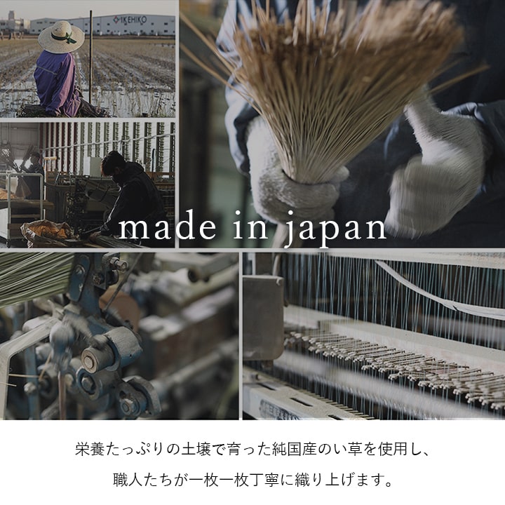 国産 い草ラグ カーペット ブロック調 おしゃれ おすすめ シンプル クッション性 江戸間8畳(約348×352cm） 送料無料