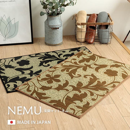 玄関マット 花柄 高級感  室内 おしゃれ 玄関 マット い草ラグ 日本製 抗菌防臭 国産 滑り止め い草 約60×90cm 送料無料