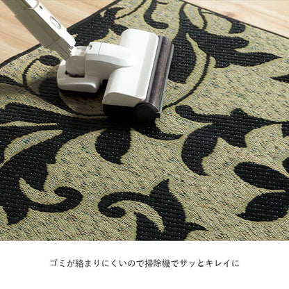 玄関マット 花柄 高級感  室内 おしゃれ 玄関 マット い草ラグ 日本製 抗菌防臭 国産 滑り止め い草 約70×120cm 送料無料