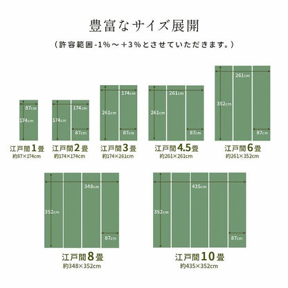 洗える ござ 日本製 国産 カーペット 丈夫 除菌スプレー対応 敷詰 ラグ 敷物 ペット 無地 江戸間2畳（約174×174cm） 送料無料