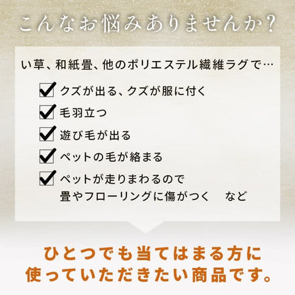 洗える ござ 日本製 国産 カーペット 丈夫 除菌スプレー対応 敷詰 ラグ 敷物 ペット 無地 江戸間2畳（約174×174cm） 送料無料
