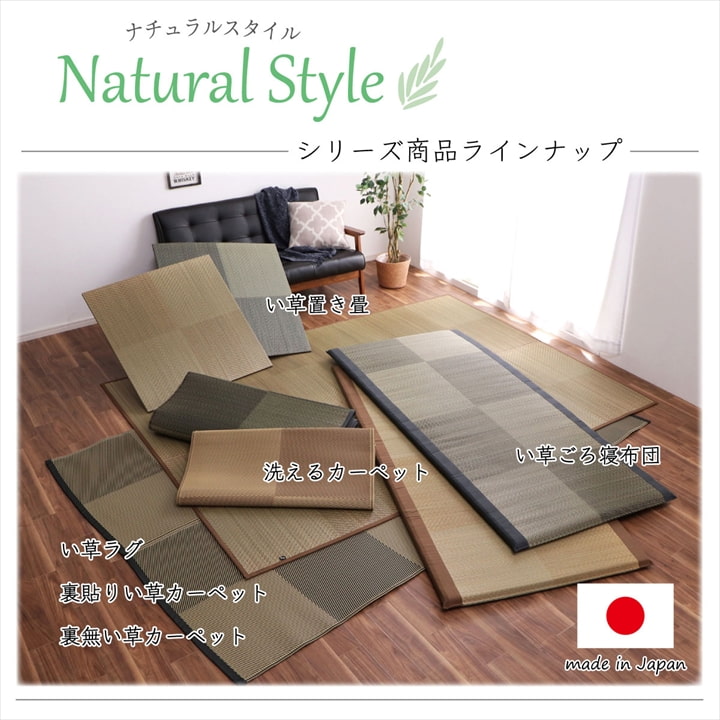 【新商品】洗える ござ 日本製 国産 カーペット 丈夫 除菌スプレー対応 敷詰 ラグ 敷物 ナチュラルスタイル アウトドア レジャー ペット 江戸間1畳（約87×174cm） 送料無料