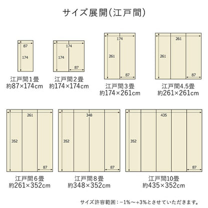 【新商品】洗える ござ 日本製 国産 カーペット 丈夫 除菌スプレー対応 敷詰 ラグ 敷物 アウトドア レジャー ペット 江戸間10畳（約435×352cm） 送料無料