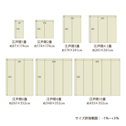 洗える ござ 日本製 国産 カーペット リバーシブル 丈夫 除菌スプレー対応 敷詰 ラグ 敷物 ペット 江戸間6畳（約261×352cm） 送料無料
