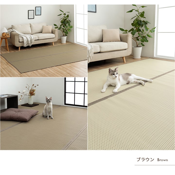 洗える ござ 日本製 国産 カーペット リバーシブル 丈夫 除菌スプレー対応 敷詰 ラグ 敷物 ペット 江戸間3畳（約174×261cm） 送料無料