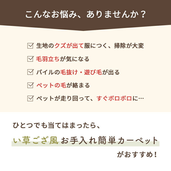 洗える ござ 日本製 国産 カーペット リバーシブル 丈夫 除菌スプレー対応 敷詰 ラグ 敷物 ペット 江戸間3畳（約174×261cm） 送料無料