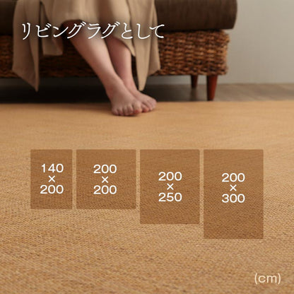 籐 敷 ラグ カーペット 自然素材 アジアン ラタン ひんやり 冷感 リゾート お手入れ簡単 丈夫 耐久性 汚れにくい ハンドメイド インドネシア産 あじろ織り 江戸間6畳 約261×352cm 送料無料