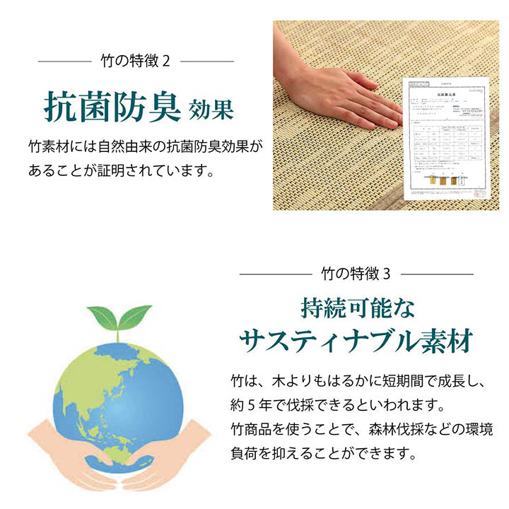 ラグ バンブー 竹 カーペット 敷物 夏 自然素材 おしゃれ 抗菌防臭 約180×240cm 送料無料