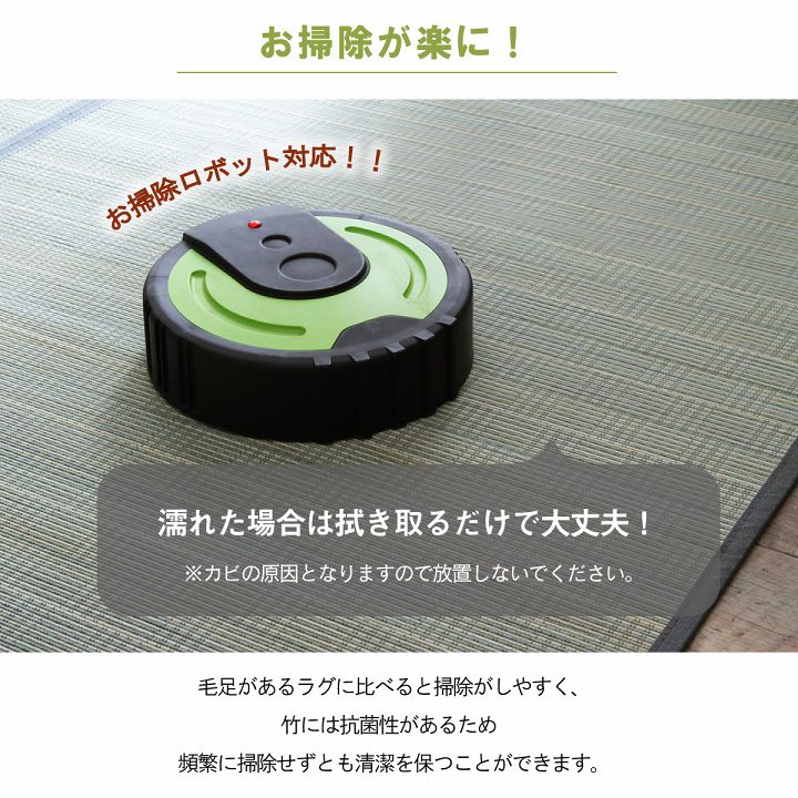 竹 ラグ カーペット 裏地付き 天然素材 丈夫 抗菌防臭 消臭 お手入れ お掃除 簡単 楽 約174×174cm 送料無料