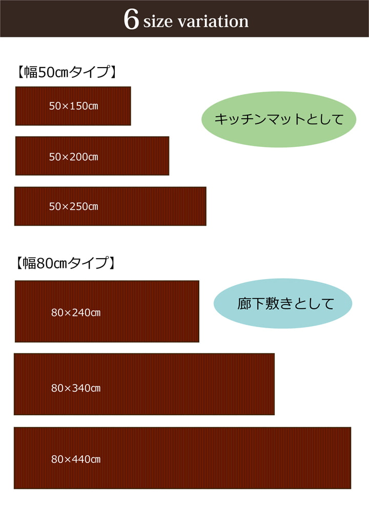 竹 廊下敷 無地 糸なしタイプ 『ユニバース』 80×440cm 送料無料