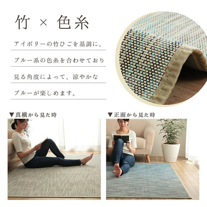 ラグ バンブー 竹 グラデーション 抗菌防臭 消臭 夏 オールシーズン 滑り止めシート付き 約190×190cm 送料無料