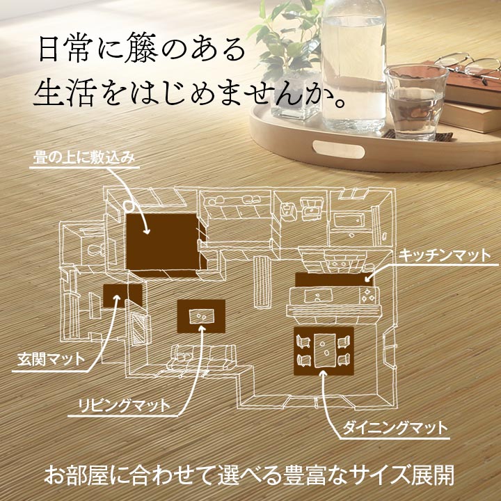 籐 ラグ カーペット 自然素材 ひんやり インドネシア産 むしろ 本間8畳 約140×200cm 送料無料