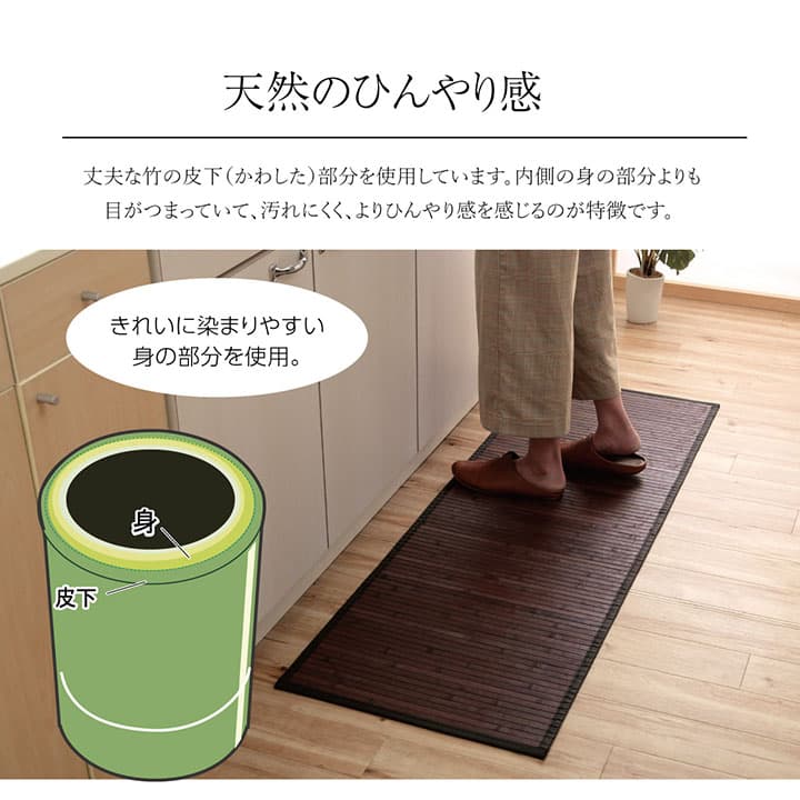 竹 敷物 マット 無地 糸なしタイプ 自然素材 丈夫 ひんやり 約80×240cm 送料無料