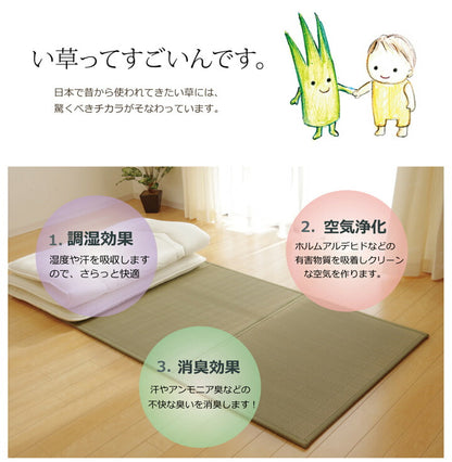 【新商品】マットレス シングル 三つ折り い草 置き畳 国産 『い草マットレス』 約100×210cm （裏:不織布） 送料無料