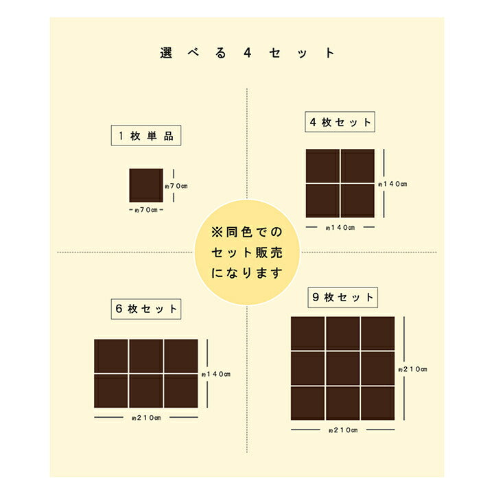 日本製 水拭きできる ポリプロピレン 置き畳 ユニット畳 シンプル 約70×70cm 9P （同色9枚組） 送料無料